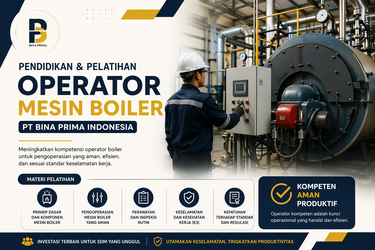 Pelatihan operator boiler kelas 1 dan 2