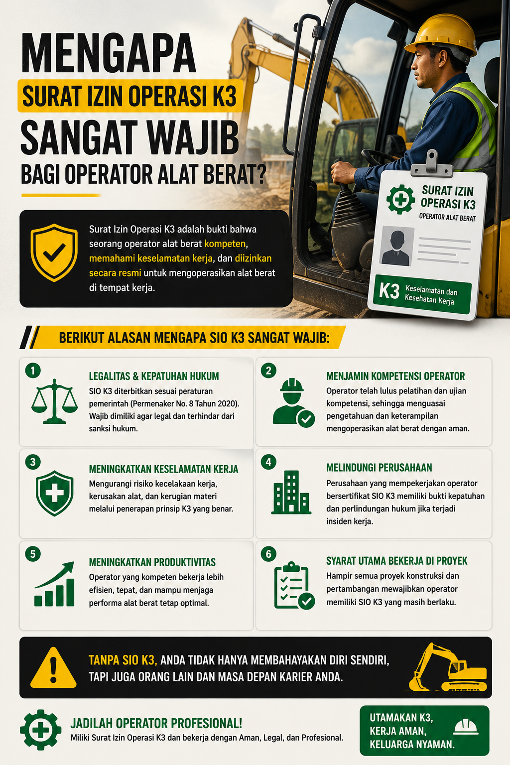 Mengapa Surat Izin Operasi K3 Sangat Wajib Bagi Operator Alat Berat